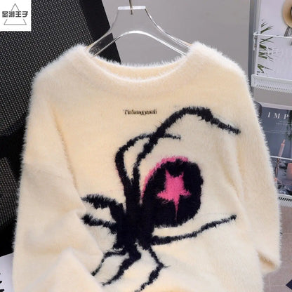 American Spider Sweater Women's Loose and Lazy Style Couples Knitted y2k Oversized harajuku wintage Sweater pullover men clothes Street King Limited
