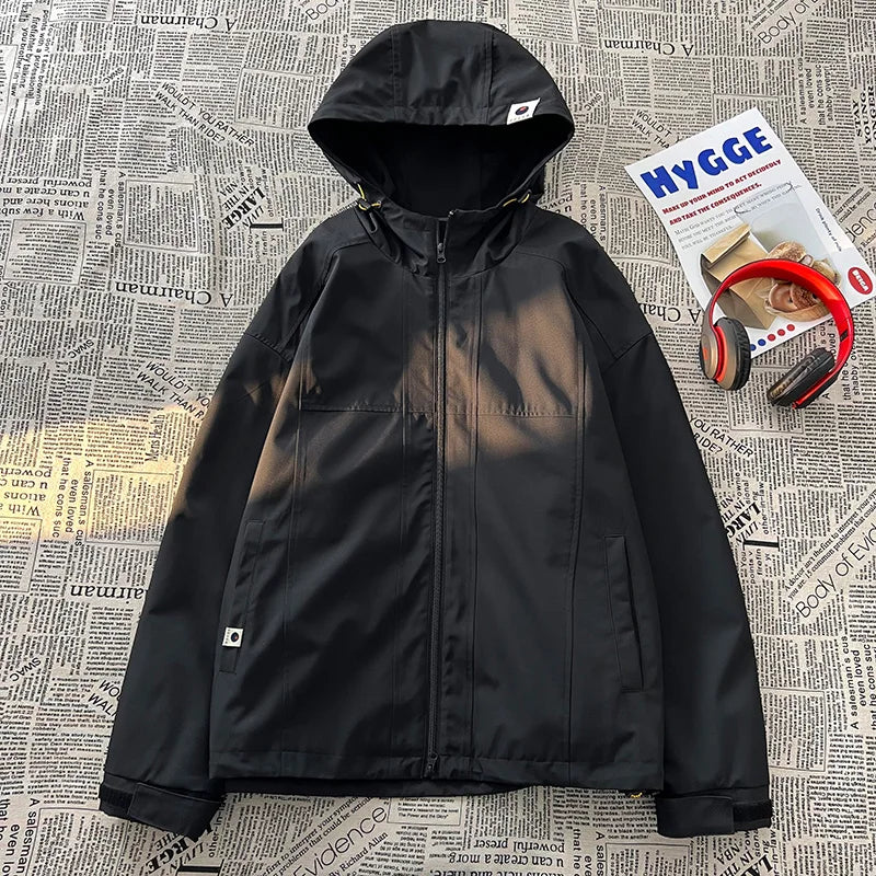 autumn spring casual mens outdoor jacket basic solid colour hooded windbreaker unisex coats waterproof male jackets unique default style 5122