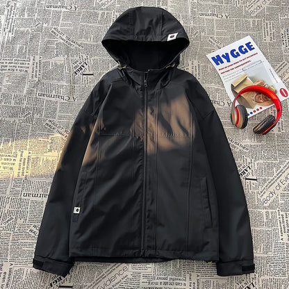 autumn spring casual mens outdoor jacket basic solid colour hooded windbreaker unisex coats waterproof male jackets unique default style 5122