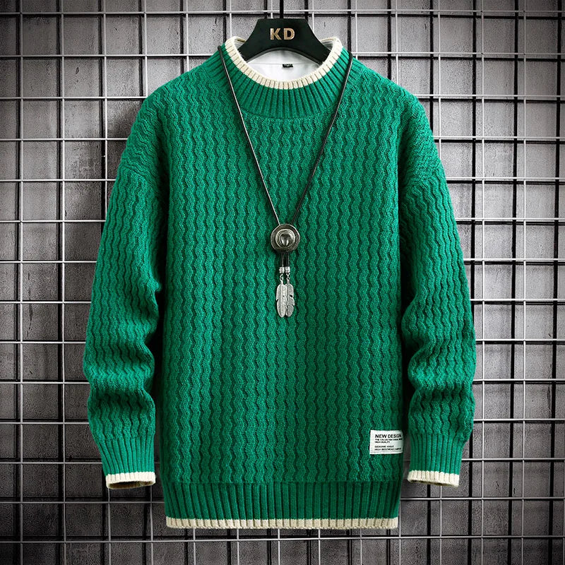 Brand Clothing Men's Loose Pullover Male Slim Fit Fashion Knitted Sweater Man  Thick Warm Pull Homme Retro Stripe Sweaters 4XL Street King Limited