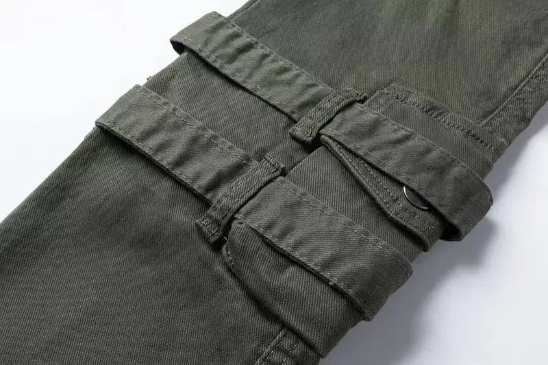 mens high street jeans casual hip hop military cargo pockets trousers new fashion slim fit zipper skinny denim pants joggers unique joggers style 1697