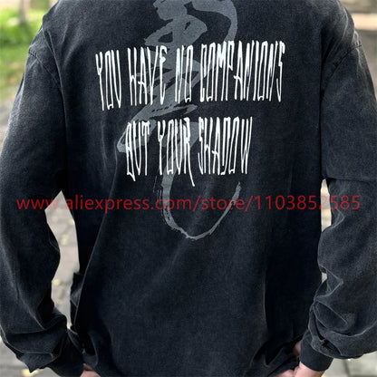 Autumn Vintage Long Sleeve T-shirt Heavy American West Coast Street Graffiti Hip Hop Style High Street Oversize Printed Washed Street King Limited