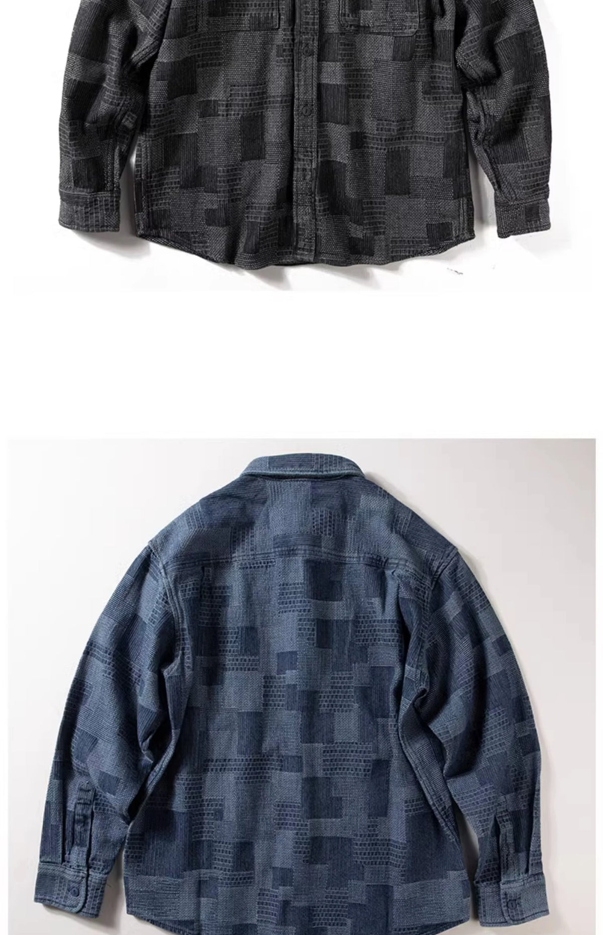 Heavy Denim Shirt Men's Long Sleeve Loose Japanese Retro Washed Distressed Shirt Men's Top Plaid Thickened Jacket Street King Limited