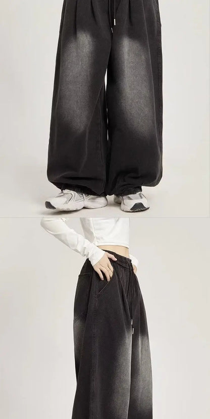 y2k american street hip hop men and women trendy personality straight tube loose jeans couple retro washed wide leg casual pants unique jeans style 4691