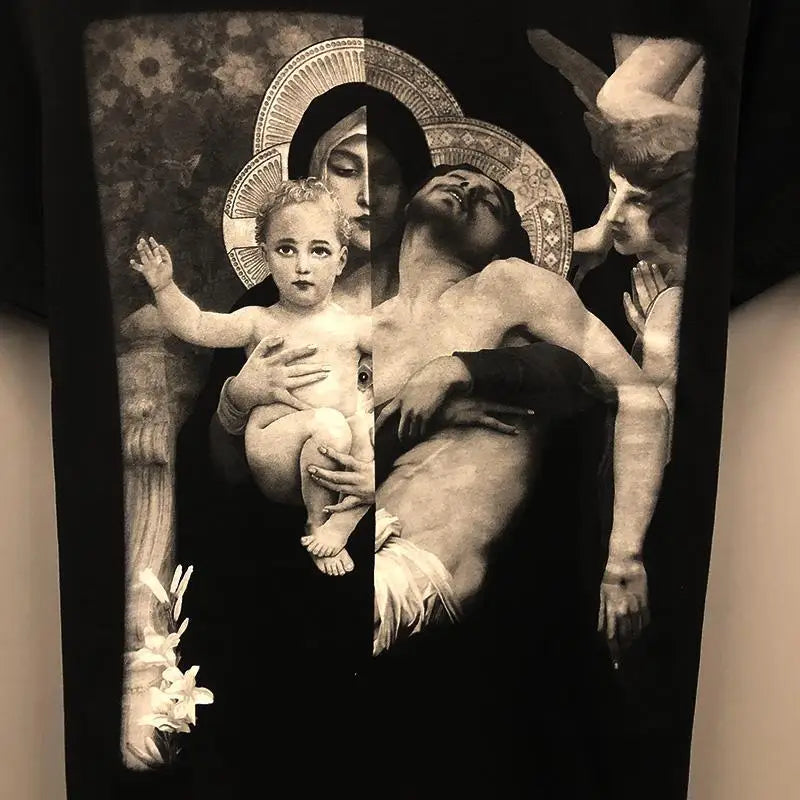 American large size trendy angel European and American printed short-sleeved T-shirt for male and female students trendy brand Street King Limited