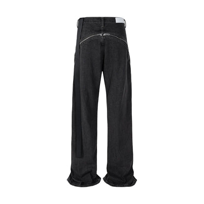 ro style spiral long zipper straight baggy jeans for men and women streetwear y2k pantalones hombre casual denim trousers vintage washed jeans
