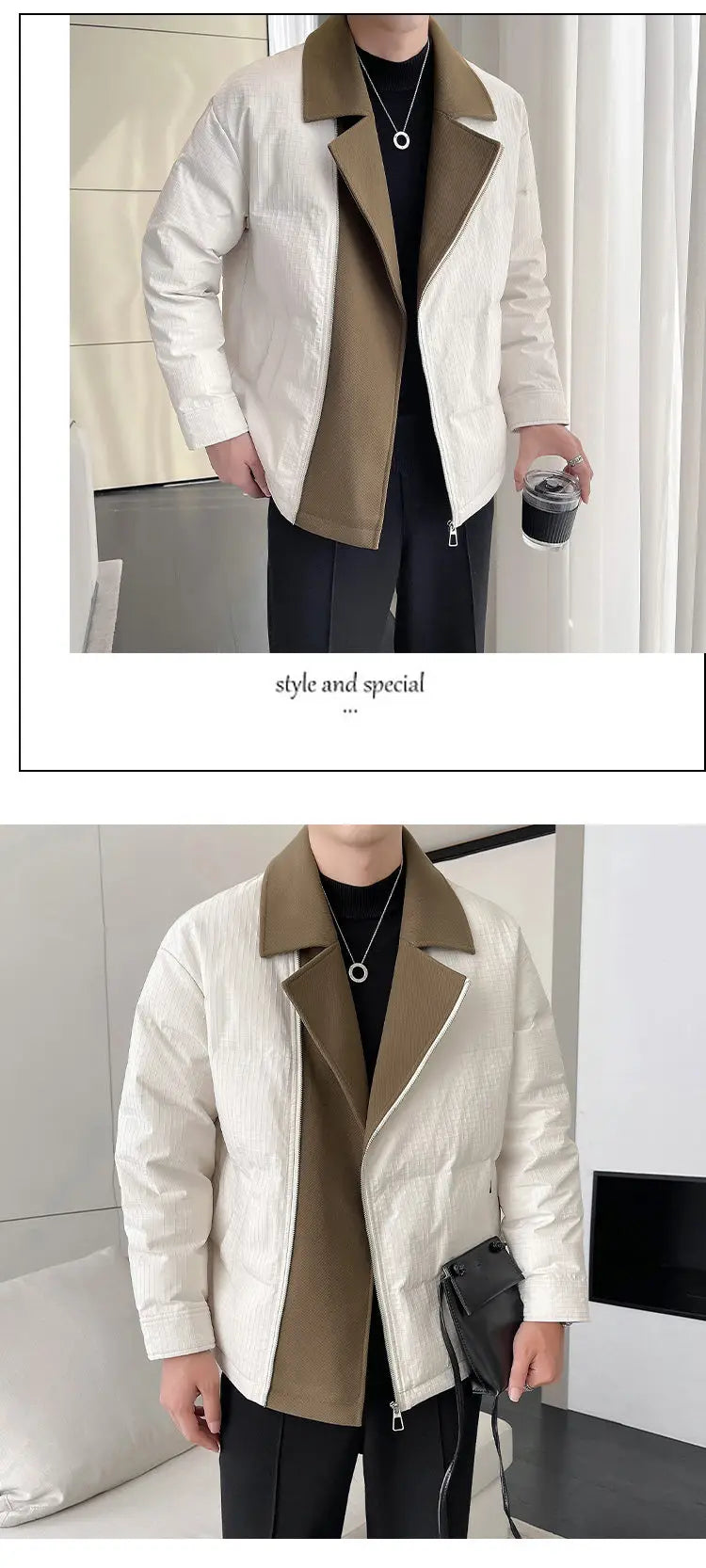 winter suit collar splice cotton padded jacket men business casual fashion plus size parkas jacket thick warm coat man outerwear unique default style 1487