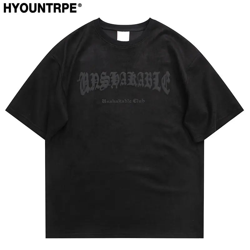 Men Oversized T Shirt Skull Skeleton Printed  Harajuku Streetwear Tshirts Fashion Casual Loose Suede Hip Hop Y2K T-shirt Tops Street King Limited