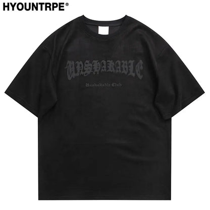 Men Oversized T Shirt Skull Skeleton Printed  Harajuku Streetwear Tshirts Fashion Casual Loose Suede Hip Hop Y2K T-shirt Tops Street King Limited