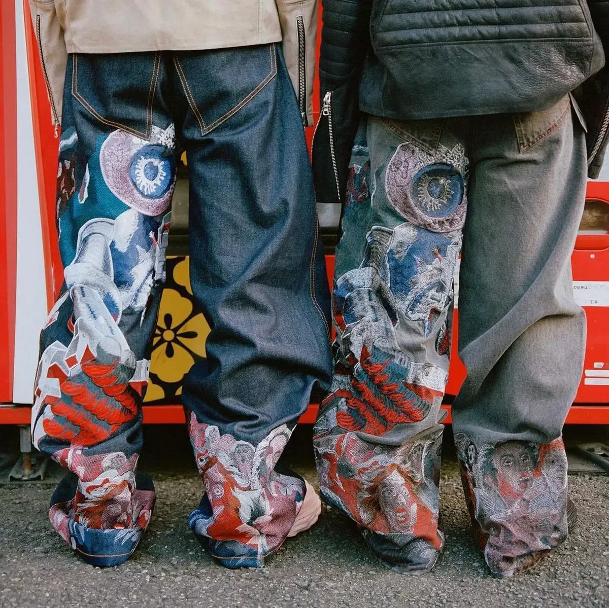 Hip Hop Rock Embroidery New Y2k Jeans Pattern Printed Loose Trousers for Men and Women Retro Harajuku Goth Ripped Wide Leg Pants Street King Limited