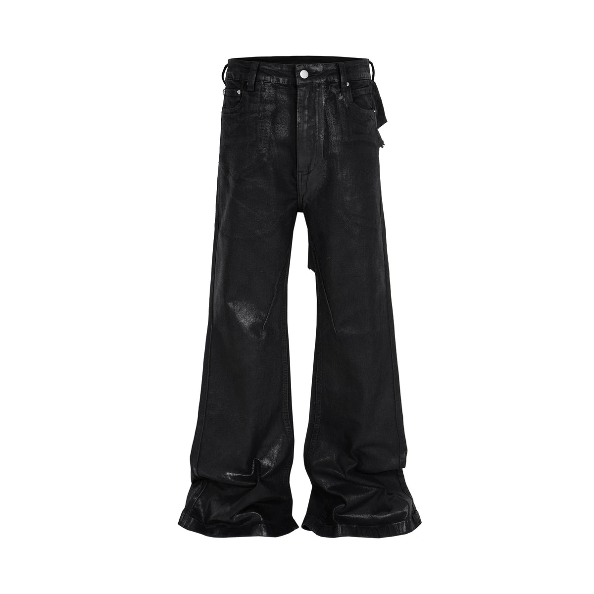 y2k streetwear wax leather strecth jeans for men and women ropa hombre baggy flare pants oversized straight denim trousers 1 unique jeans style 325