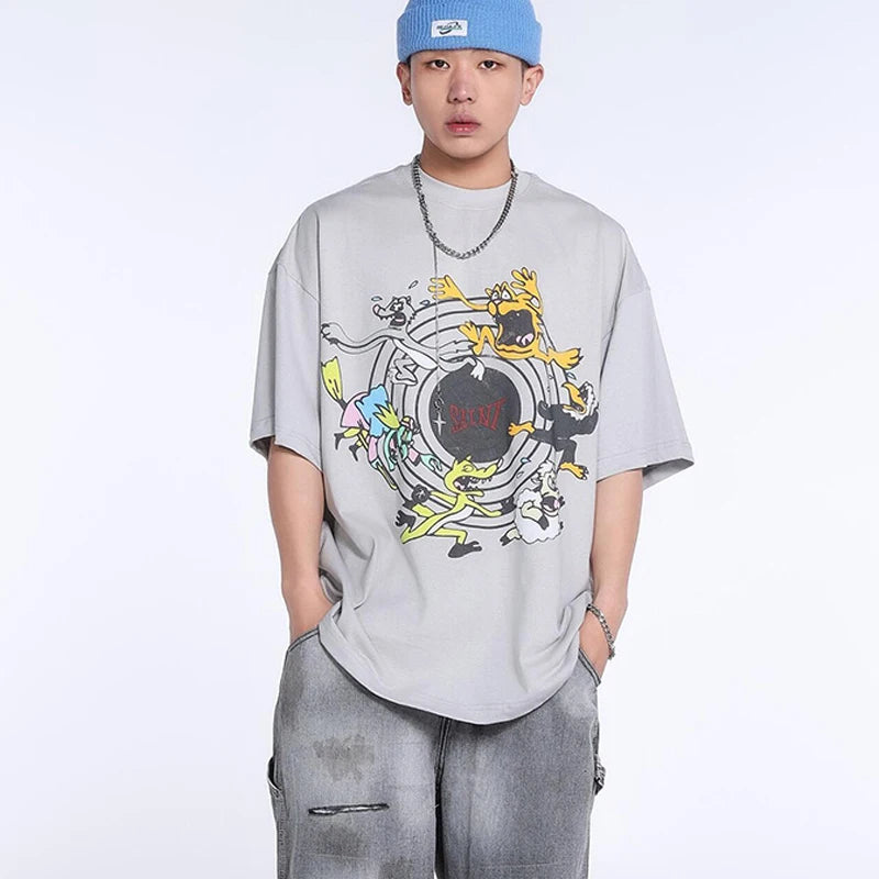Saint T-shirts New Vintage Wash Letter Printing Chaopai High Street Men Woman Loose Casual Short Sleeve Top Tee Street King Limited