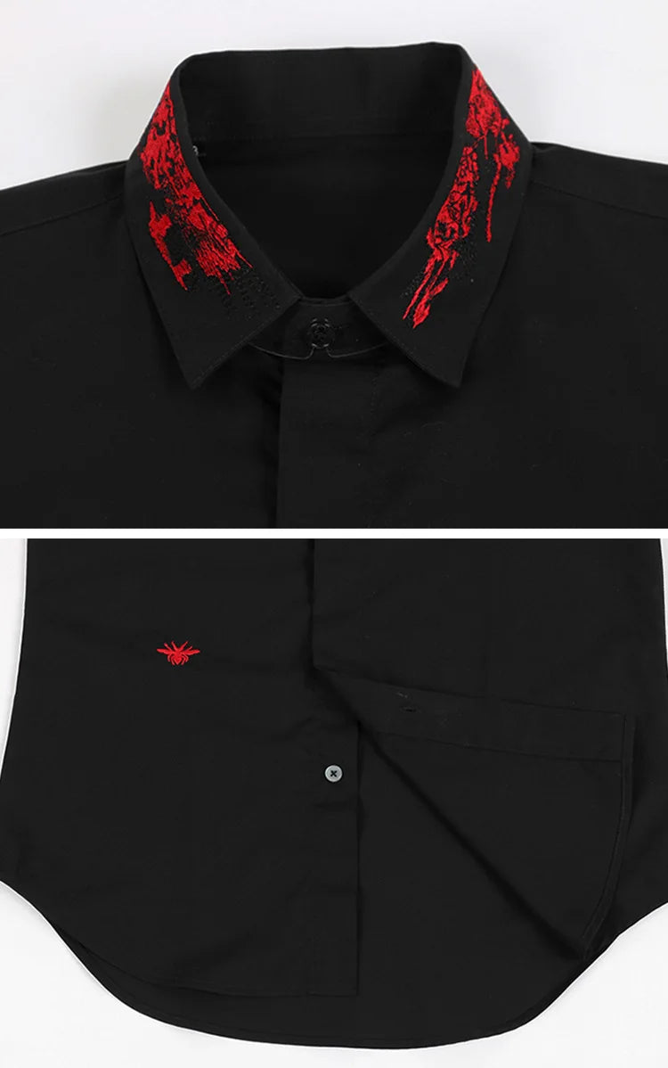 New 2022 Luxury Men Classic Embroidered bee stripe Fashion Cotton Casual Shirts Shirt High Quality Short Sleeves A68 Street King Limited