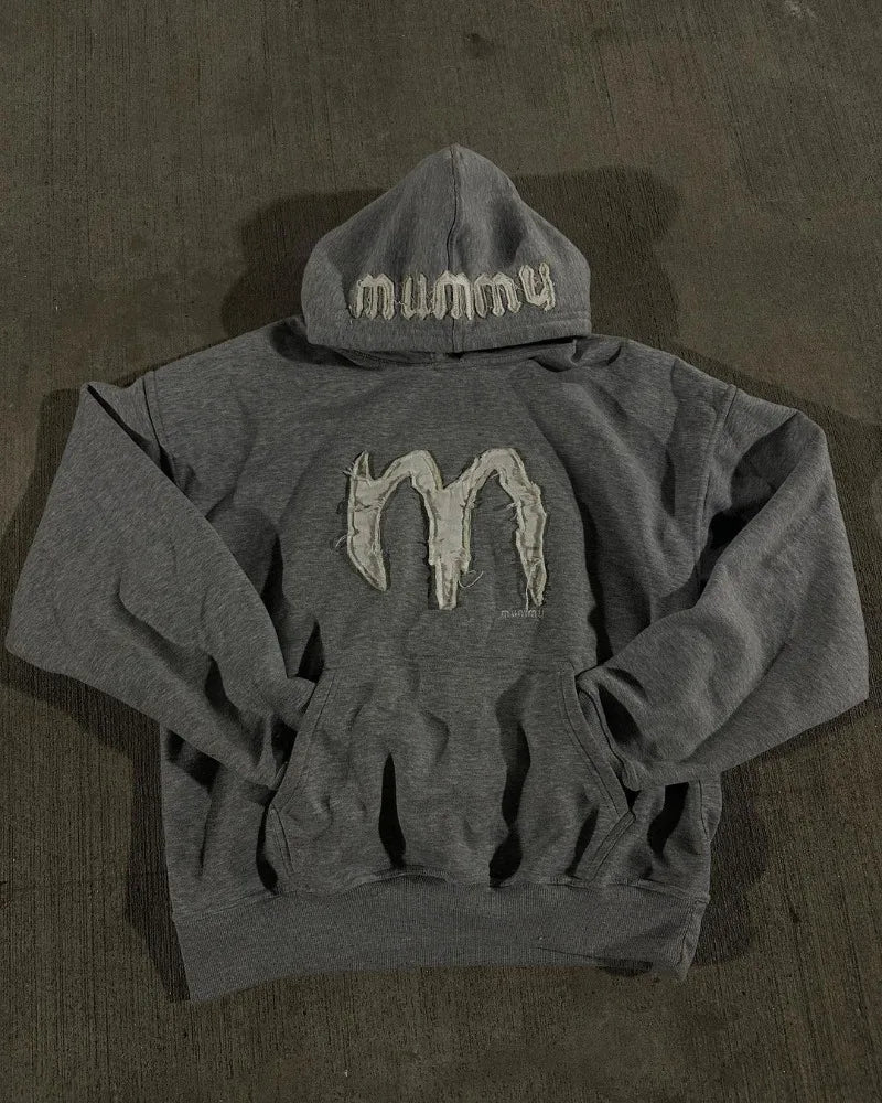 2024 Y2k Street Fashion Loose Hoodie Retro Letter Embroidery Oversized Pullover Men Trendy Brand Hip-Hop Rock Sweatshirt Women Street King Limited