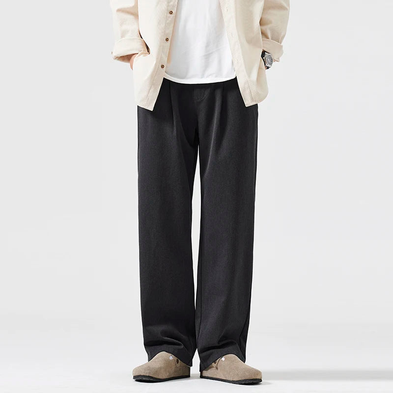 simple casual pants mens spring autumn loose fashion straight wide leg plus size pants cityboy streetwear trousers unique default style 2147