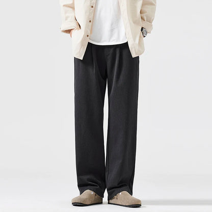 simple casual pants mens spring autumn loose fashion straight wide leg plus size pants cityboy streetwear trousers unique default style 2147