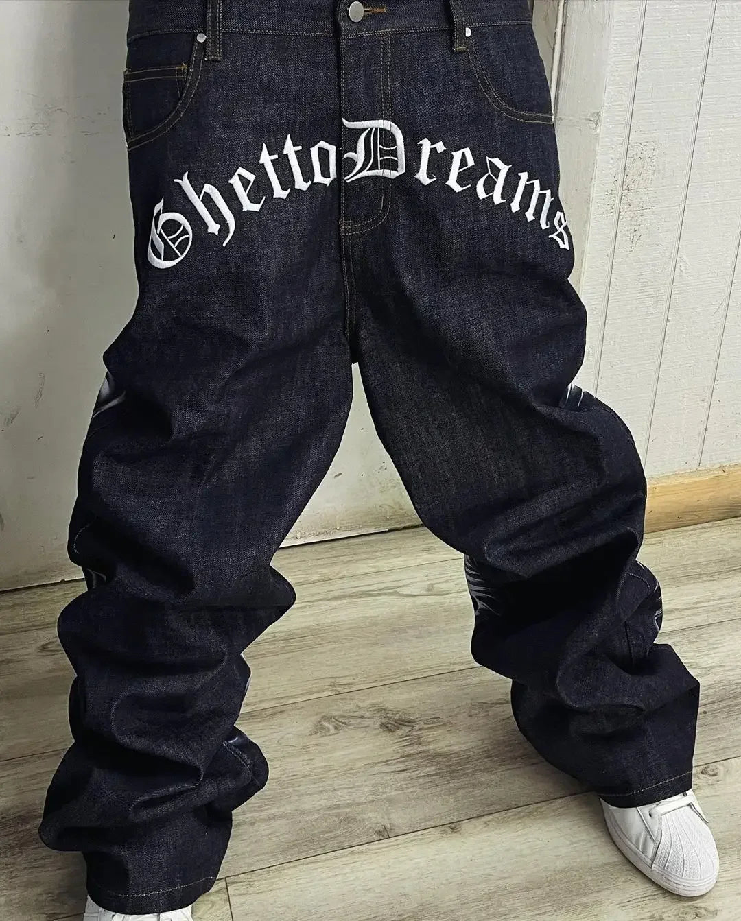 harajuku retro y2k pants gothic skateboard jeans skull denim print loose slouchy jeans men women pants streetwear hip hop jeans unique jeans style 4009