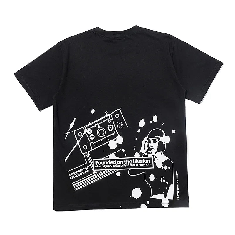 C.E T-shirts Men Woman Good Quality Cotton Casual Loose Vintage Abstract Face Printing Summer O-Neck CAVEMPT Top Tee Street King Limited