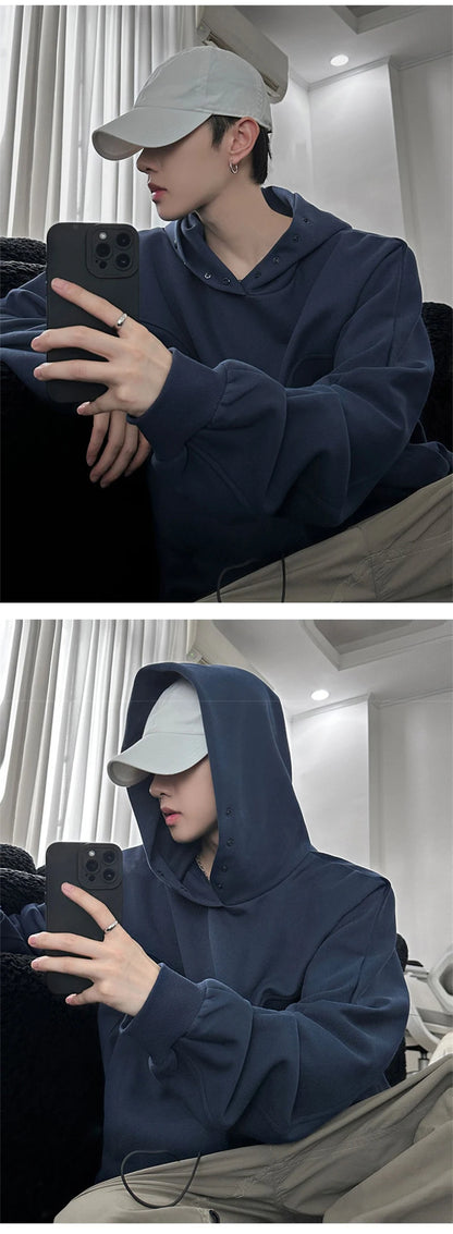 Streetwear Autumn Fleece Button Up Neck Hip Hop Sweatshirts For Men Solid Color O Autumn Fleece Button Up Neck Hip Hop Sweatshirts For Men Solid Color Oversized Y2K Hoodies High Street Fashion Hooded Tracksuit Fashion Sweater Jacket With Graphic Design For Men