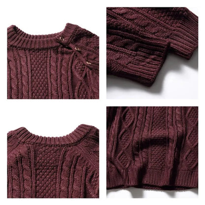 Thicken Japanese Retro Sweater Mens 2024 New College Couples Casual Warm Round Neck Pullover Red Simplicity Knitted Jacket Street King Limited