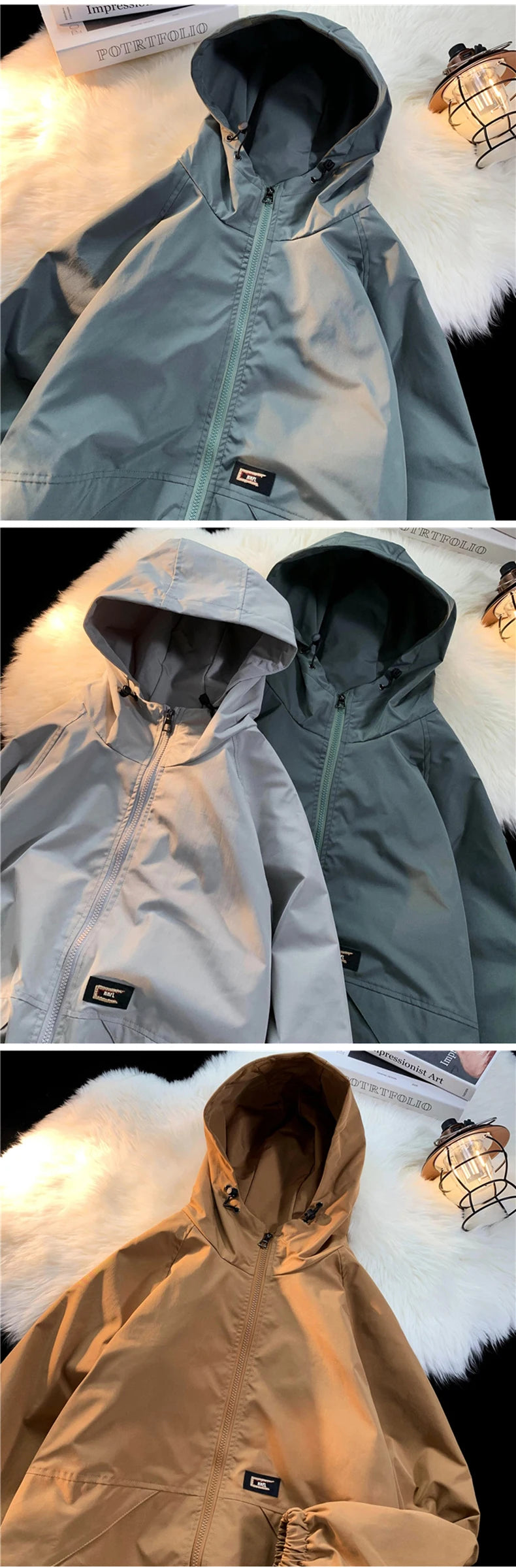 mens windbreaker solid color jackets outerwear tactical waterproof pilot coat men sports jacket autumn large size hoodie coats unique default style 5687