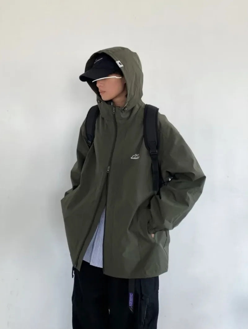 outdoor sports charging jacket mens 2024 spring japanese casual waterproof hooded trench coat multi pocket hiking windbreaker unique default style 2430