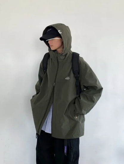outdoor sports charging jacket mens 2024 spring japanese casual waterproof hooded trench coat multi pocket hiking windbreaker unique default style 2430