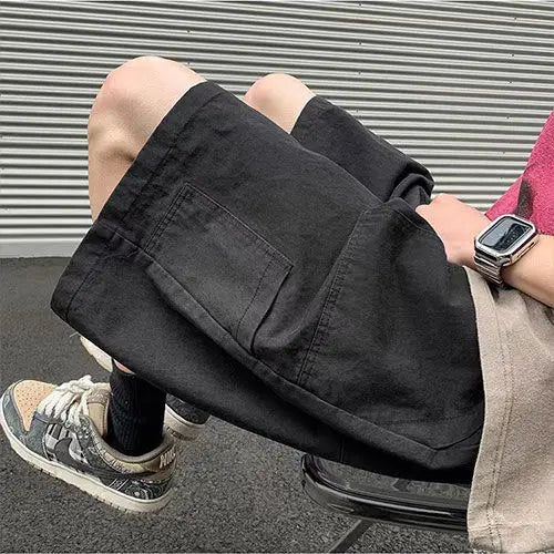Korean Khaki Cargo Shorts for Men and Women in Summer Y2K Japanese Retro Casual Wide-leg Harajuku Trendy Sports Shorts Street King Limited