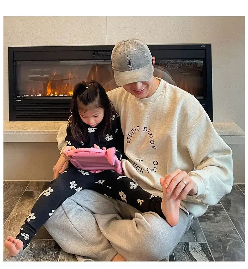 Cotton 2024 autumn and winter Korean style round neck sweatshirt men trendy brand handsome ins loose letter print top jacket emo Street King Limited