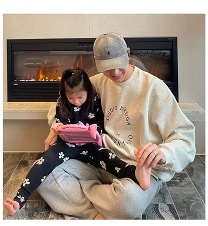 Cotton 2024 autumn and winter Korean style round neck sweatshirt men trendy brand handsome ins loose letter print top jacket emo Street King Limited