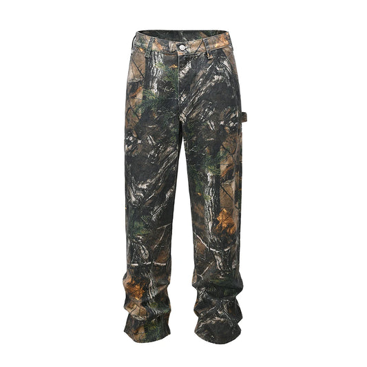 y2k streetwear vintage pantalones hombre trees camouflage jeans cargos for men patchwork straight baggy casual denim trousers utility cargo pants