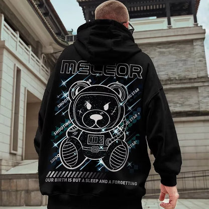 Meteor Bear Graphic Hoodies Oversized Men's Streetwear Hooded Sweatshirt Male Harajuku Fashion Pullover Hoodie y2k Clothes Street King Limited