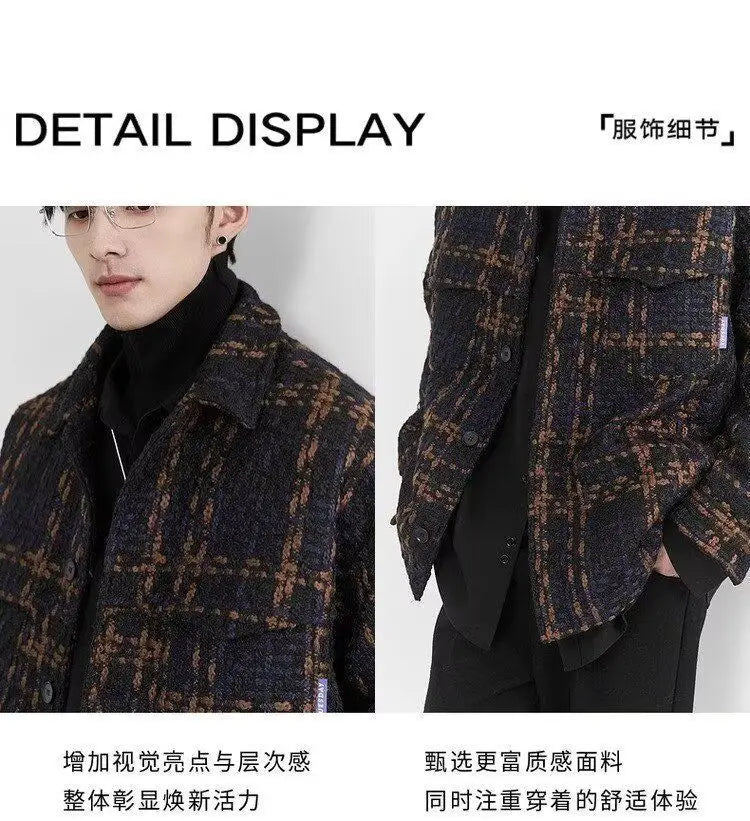 Spring and Autumn High Street Men and Women Trendy Personalized Plaid Collar Jacket Couple Retro Korean Coat Harajuku Top y2k Street King Limited