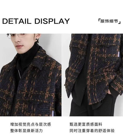 Spring and Autumn High Street Men and Women Trendy Personalized Plaid Collar Jacket Couple Retro Korean Coat Harajuku Top y2k Street King Limited