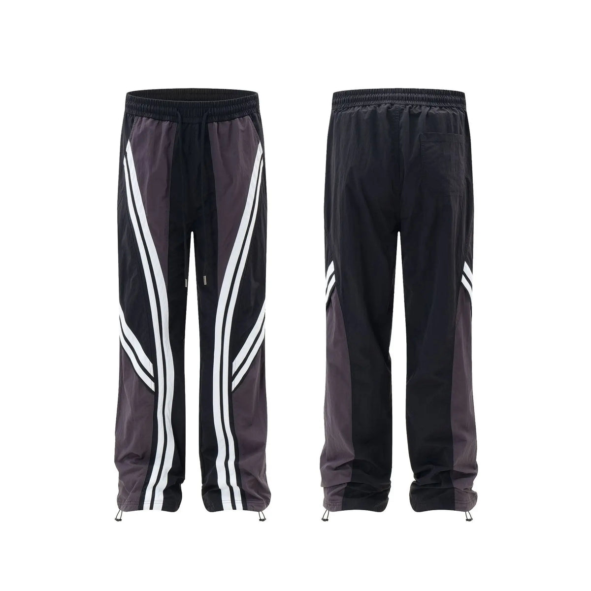 men black sports pants y2k striped patchwork joggers baggy pants hip hop casual drawstring waist quick drying trousers sporty tapered joggers