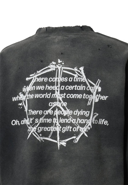 Vintage FW24 Devil print pattern High-Street Cotton Quality round neck pullover long sleeved sweatshirt Street King Limited