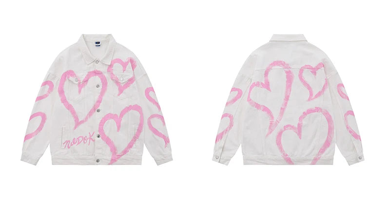 y2k heart graffiti printed denim jackets mens fashion unisex long sleeve coats outerwear hip hop casual streetwear jeans jackets unique jeans style 3531
