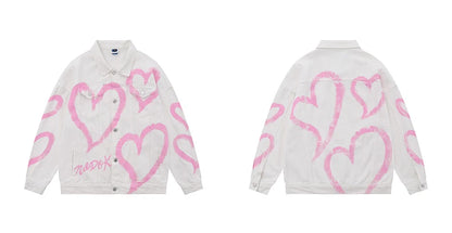 y2k heart graffiti printed denim jackets mens fashion unisex long sleeve coats outerwear hip hop casual streetwear jeans jackets unique jeans style 3531