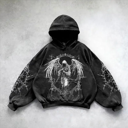 Harajuku all cotton hoodies women heavy material gothic punk oversized hoodie sweatshirts goth y2k tops streetwear clothes Street King Limited