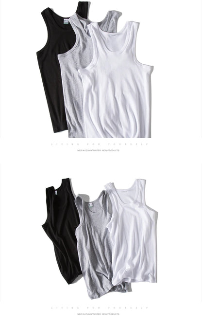 Hot Sale 3pcs / 100% Cotton Mens Sleeveless Tank Top Solid Muscle Vest Undershirts O-neck Gymclothing Tees Whorl Tops Street King Limited