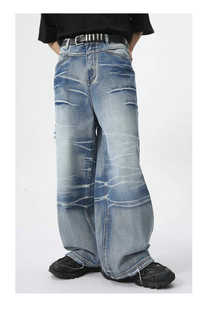 vintage blue baggy jeans man loose straight denim pants harajuku hip hop jeans trousers men unique jeans style 4718