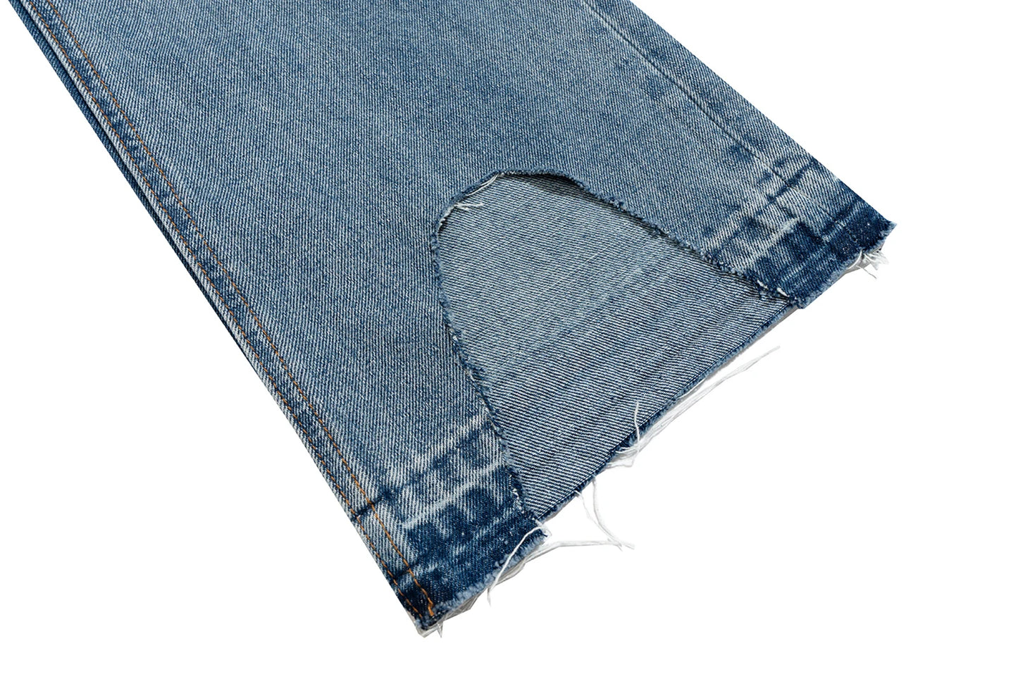 Burn Damaged Mud Dyed Washed Blue Micro Flared Jeans for Men Hip Hop Hole Distressed Baggy Denim Trousers Oversiozed Cargos Street King Limited