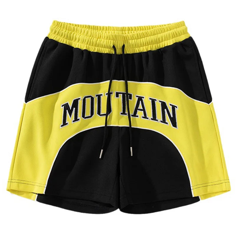 Men Sport Shorts Letters Embroideried Splicing Training Sweatpants Baggy Basketball Joggers Hip Hop Retro Summer Short Pants Street King Limited