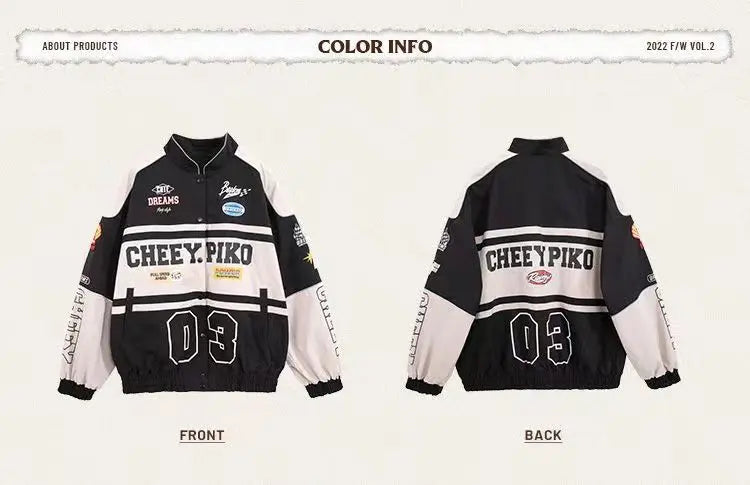 Spring and Autumn American letter printed motorcycle baseball jacket street style racing couple style goth  denim jacket women Street King Limited