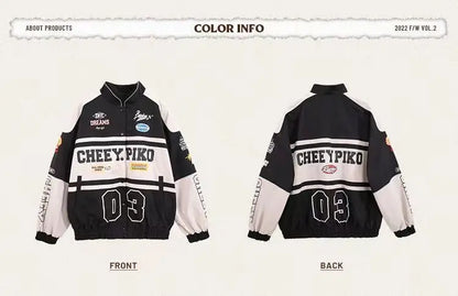 Spring and Autumn American letter printed motorcycle baseball jacket street style racing couple style goth  denim jacket women Street King Limited