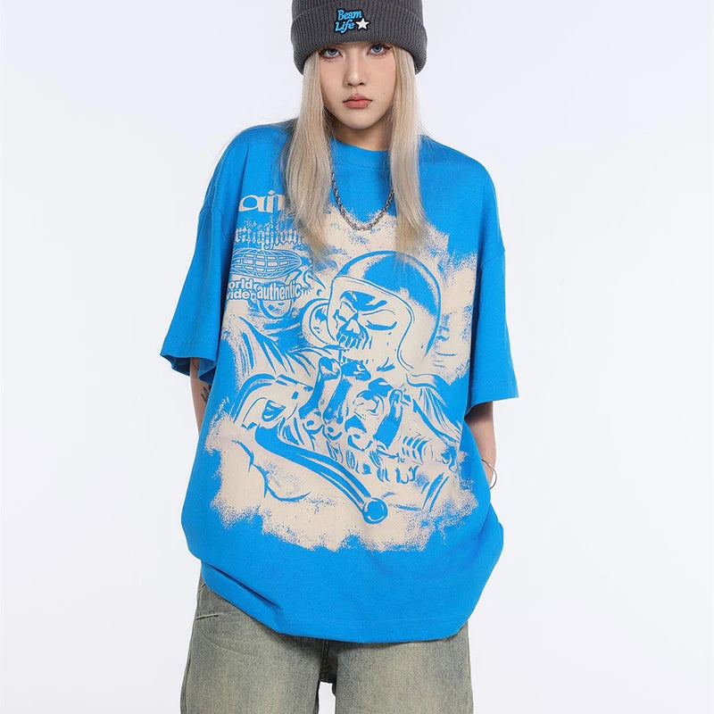 Black White Blue SAINT T-shirt Men Woman Good Quality Vintage Cartoon Pattern Printing Loose Casual Top Tees Street King Limited