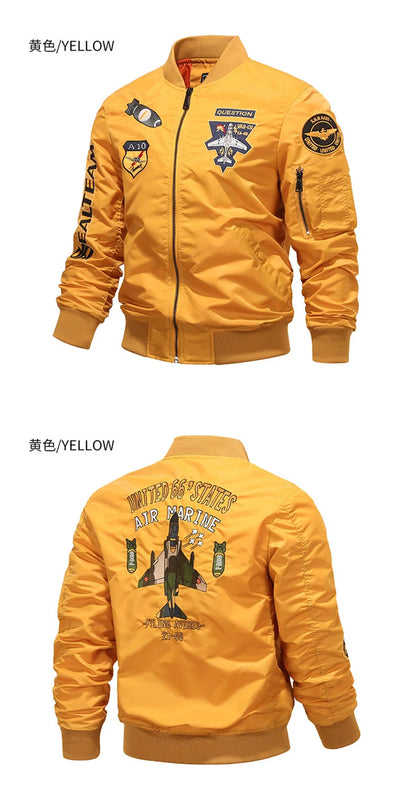 mens spring and autumn thin army green black yellow motorcycle pilot baseball uniform sports jacket mens hip hop style jacket unique default style 1489