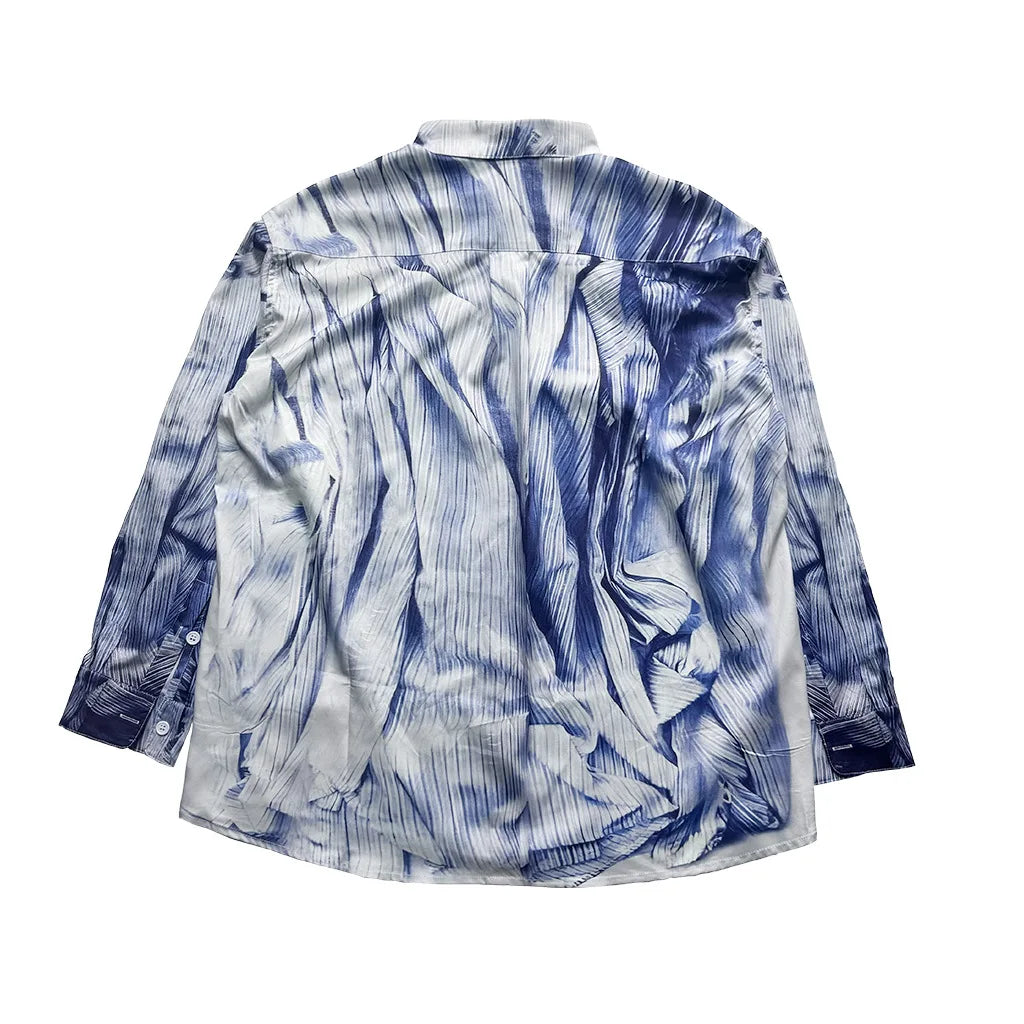 New 2024 Men Striped Gradient Project Fashion Cotton Casual Shirts Shirt High Pocket Long-sleeves Size S M L XL#U37 Street King Limited