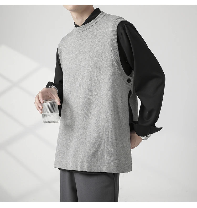 Slim Fit Sweater Vest Men Warm Fashion Casual Knitted Pullover Men Korean Loose Sleeveless Sweater Mens Jumper Clothes M-3XL Street King Limited