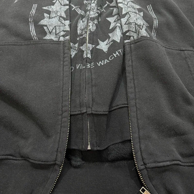 Double zipper hooded cardigan jacket Street King Limited